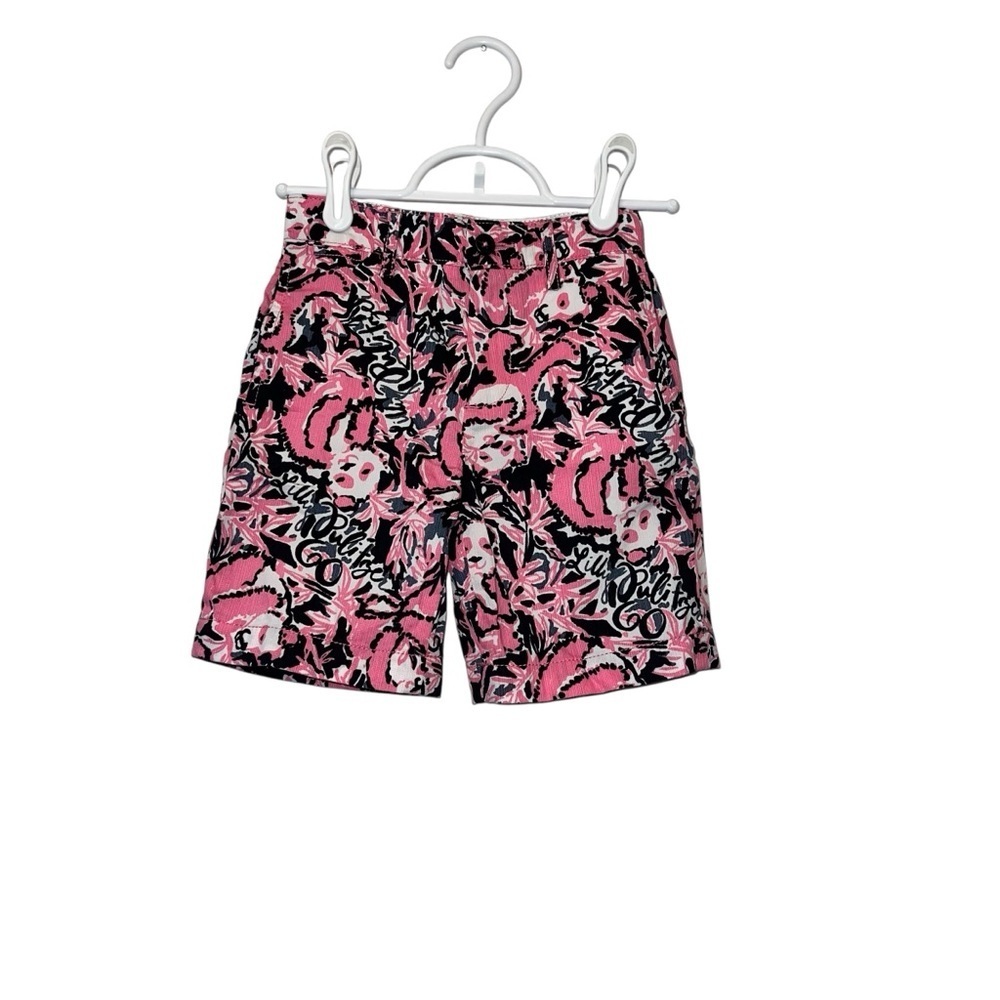Lilly Pulitzer Boys Beaumont Shorts Pink Black Hangin With My Boo Size 3